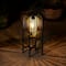 Glitzhome® 14.25" Black Slim Metal Stripes Solar Powered Edison Bulb Outdoor Lantern